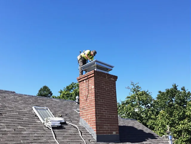 Altadena Chimney Sweep technician measuring a chimney cap in Altadena, CA