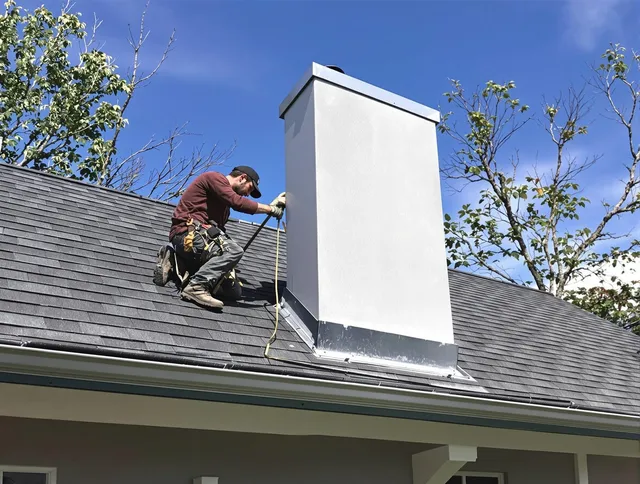 Altadena Chimney Sweep team member finishing chimney construction in Altadena, CA