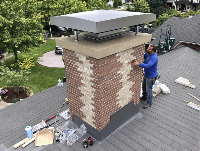 Altadena Chimney Sweep team working on a custom chimney remodel in Altadena, CA