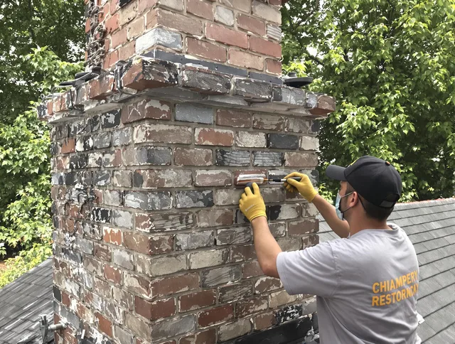 In-progress chimney restoration by Altadena Chimney Sweep in Altadena, CA
